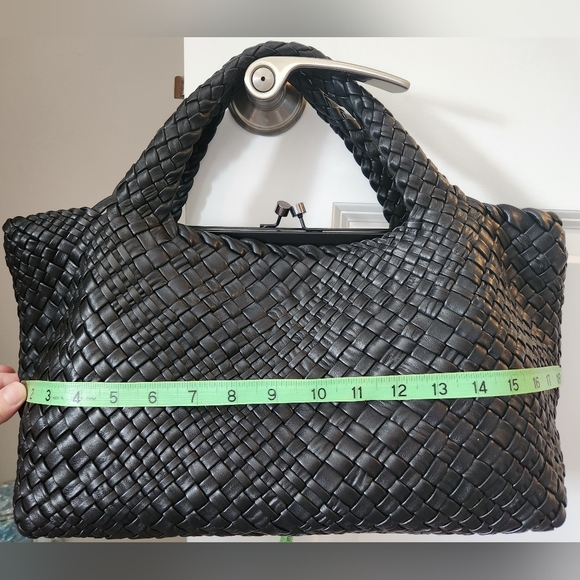 Falor Hand Woven Italian Leather Handbag Bag Satchel in Black; New w/o Tags - Picture 10 of 16